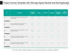 Project survey template with strongly agree neutral and not applicable