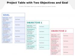 Project Table With Two Objectives And Goal