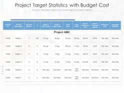 Project target statistics with budget cost
