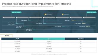 Project Task Duration And Implementation Timeline Real Estate Project Feasibility Report For Bank Loan Approval