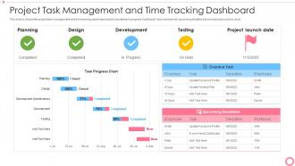 Project task management and time tracking dashboard