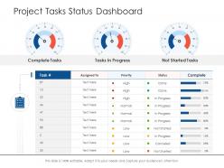 Project tasks status dashboard project strategy process scope and schedule ppt files