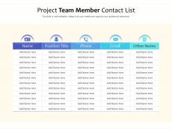 Project team member contact list