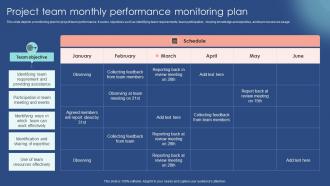 Project Team Monthly Performance Monitoring Plan