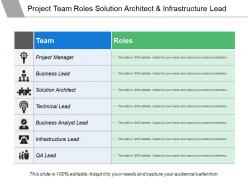 Project team roles solution architect and infrastructure lead