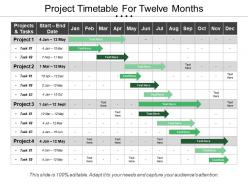 Project timetable for twelve months