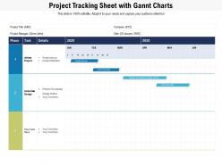 Project tracking sheet with gannt charts