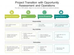 Project transition with opportunity assessment and operations