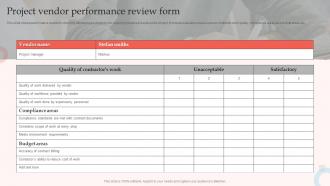 Project Vendor Performance Review Form