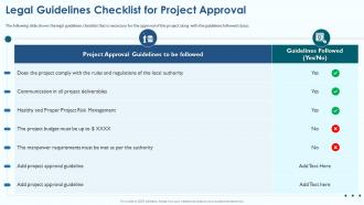 Project Viability Assessment To Evaluate Legal Guidelines Checklist For Project Approval