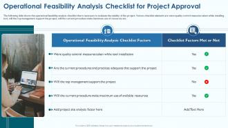 Project Viability Assessment To Evaluate Operational Feasibility Analysis Checklist For Project Approval