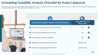 Project Viability Assessment To Evaluate Scheduling Feasibility Analysis Checklist For Project Approval