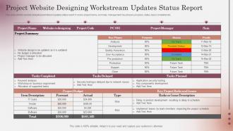 Project Website Designing Workstream Updates Status Report