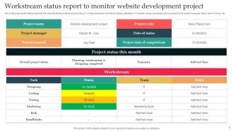 Project Workstream Status Report Template Powerpoint Ppt Template Bundles Customizable Editable
