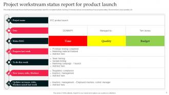Project Workstream Status Report Template Powerpoint Ppt Template Bundles Compatible Editable
