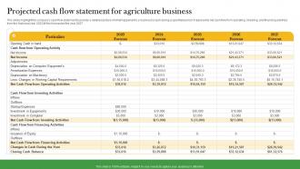 Projected Cash Flow Statement For Agriculture Business Crop Farming Business Plan BP SS