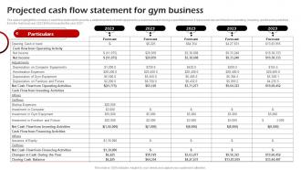 Projected Cash Flow Statement For Gym Business Fitness Center Business Plan BP SS
