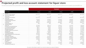 Projected Profit And Loss Account Neighborhood Liquor Store BP SS