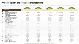 Projected Profit And Loss Account Statement Wheat Farming Business Plan BP SS