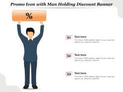 Promo Icon With Man Holding Discount Banner