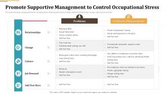 Promote Supportive Management Occupational Stress Management Strategies