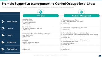 Promote Supportive Management To Control Causes And Management Of Stress