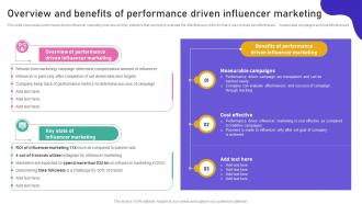 Promoting Products Or Services Overview And Benefits Of Performance Driven Influencer MKT SS V