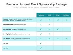 Promotion focused event sponsorship package