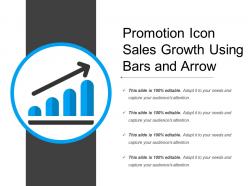 Promotion icon sales growth using bars and arrow