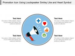 Promotion icon using loudspeaker smiley like and heart symbol