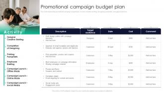 Promotional Campaign Budget Plan Promotion Strategy Enhance Awareness