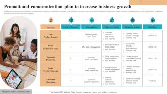 Promotional Communication Plan To Increase Business Growth