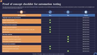 Proof Of Concept Checklist For Automation Testing