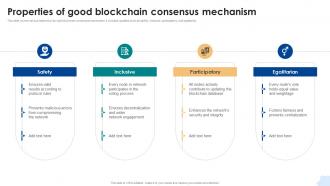 Properties Of Good Blockchain Consensu Consensus Mechanisms In Blockchain BCT SS V