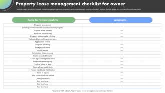 Property Lease Management Checklist For Owner