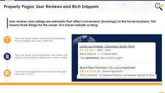 Property Pages User Reviews And Rich Snippets SEO Strategy For Travel Industry Edu Ppt
