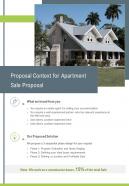 Proposal Context For Apartment Sale Proposal One Pager Sample Example Document