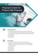 Proposal Context For Product Sale Proposal One Pager Sample Example Document