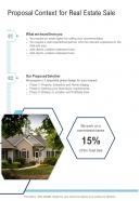 Proposal Context For Real Estate Sale One Pager Sample Example Document