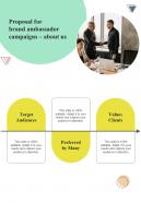 Proposal For Brand Ambassador Campaigns About Us One Pager Sample Example Document