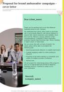 Proposal For Brand Ambassador Campaigns Cover Letter One Pager Sample Example Document