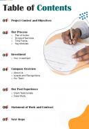 Proposal For Campus Management System Table Of Contents One Pager Sample Example Document