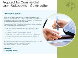 Proposal for commercial lawn upkeeping cover letter ppt powerpoint presentation deck