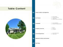 Proposal for commercial lawn upkeeping table content ppt powerpoint presentation file design