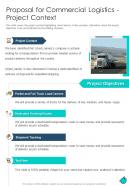 Proposal For Commercial Logistics Project Context One Pager Sample Example Document