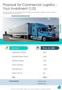 Proposal For Commercial Logistics Your Investment One Pager Sample Example Document