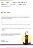 Proposal For Company Workforce Wellbeing Training Cover Letter One Pager Sample Example Document