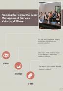 Proposal For Corporate Event Management Services Vision And Mission One Pager Sample Example Document
