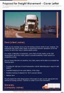 Proposal For Freight Movement Cover Letter One Pager Sample Example Document