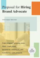 Proposal For Hiring Brand Advocate Report Sample Example Document